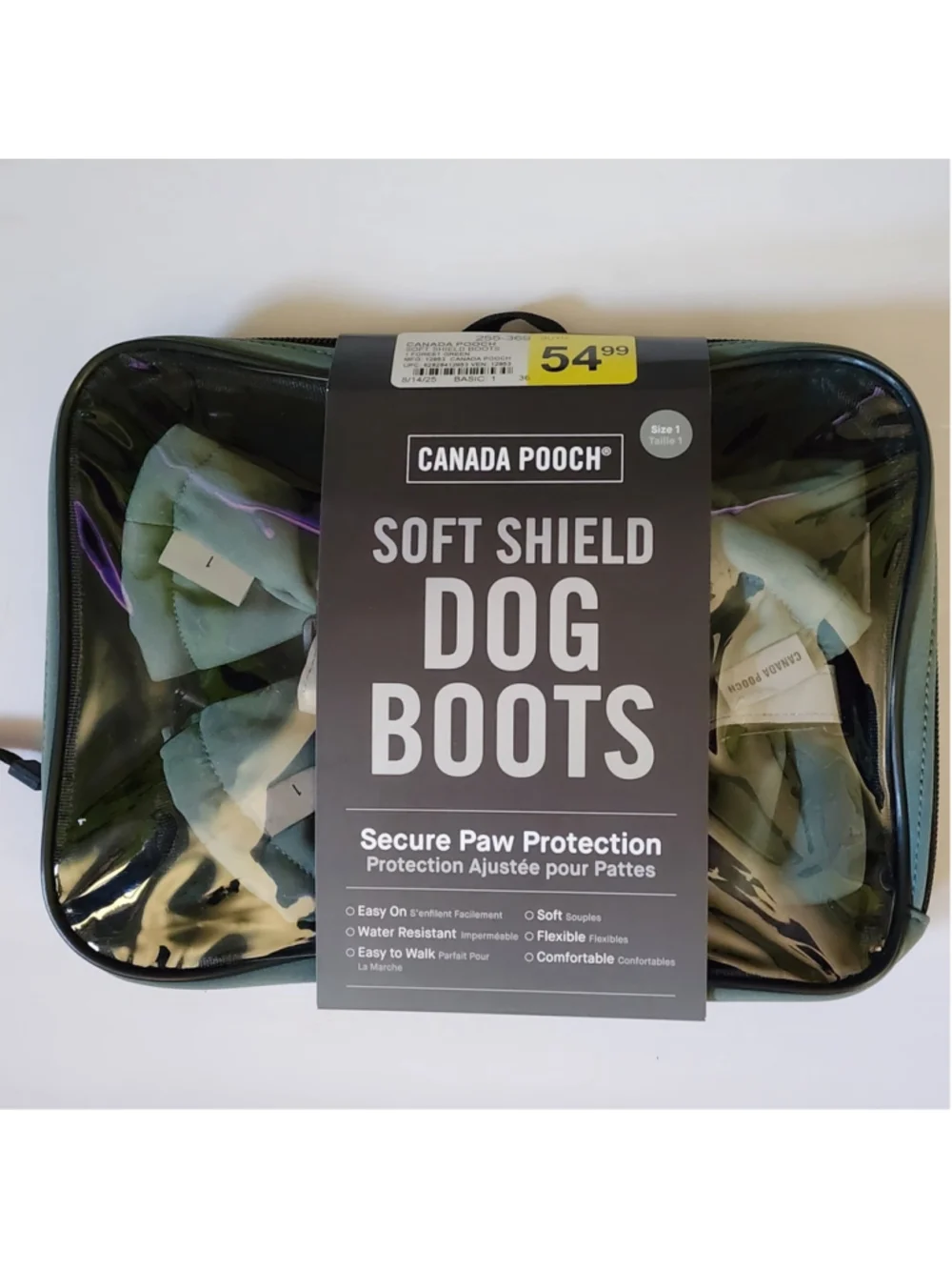 Canada Pooch Soft Shield Dog Boots Army Green Size 1 New In Case Water Resistant